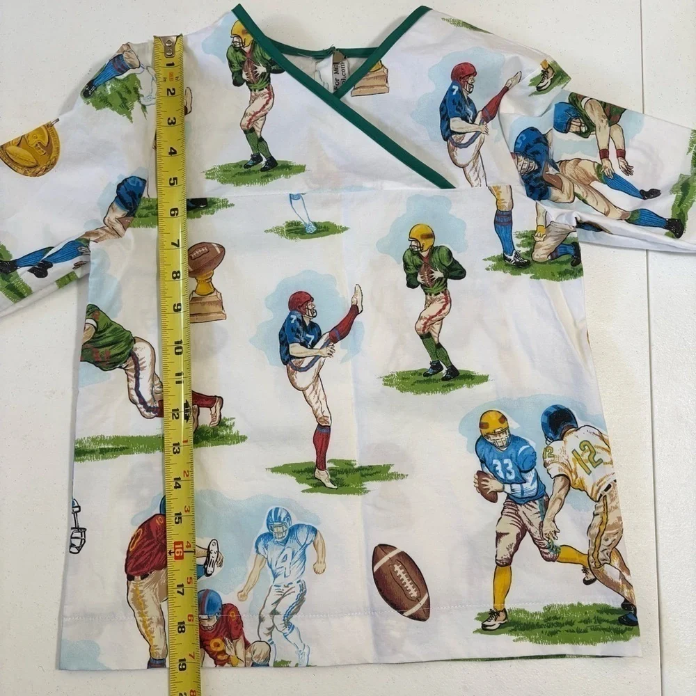 Vintage Boys Pajama Set Handmade Football Print size 7
